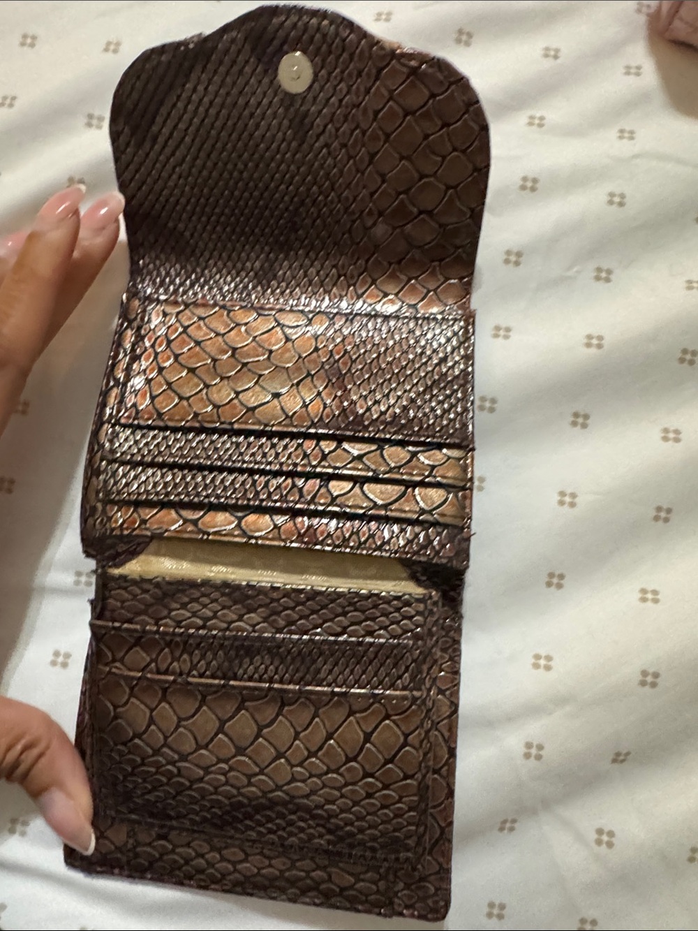 Coach Tan Croc-Embossed Leather Clutch with Silver-Tone Logo - Picture 5 of 5